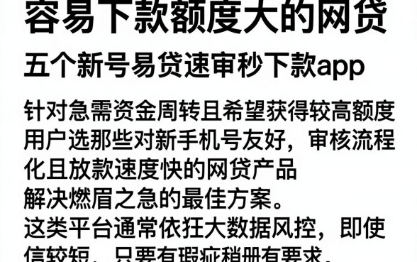 容易下款额度大的网贷,详尽说明五个新号易贷速审秒下款app