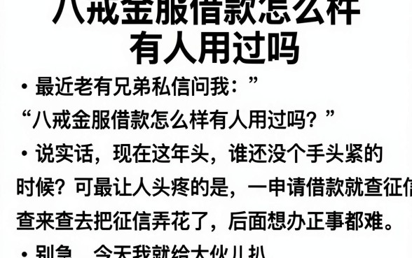 八戒金服借款怎么样有人用过吗,概览五个值得信赖的借贷软件