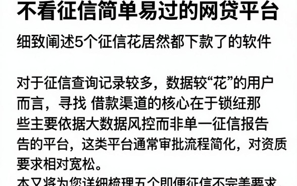 不看征信简单易过的网贷平台，细致阐述5个征信花居然都下款了的软件