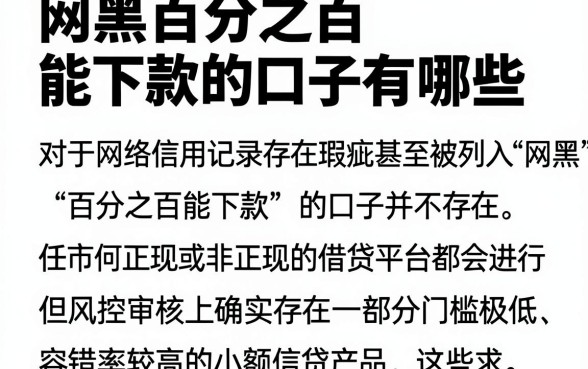 网黑百分之百能下款的口子有哪些,罗列五个无视黑白户秒下款口子软件
