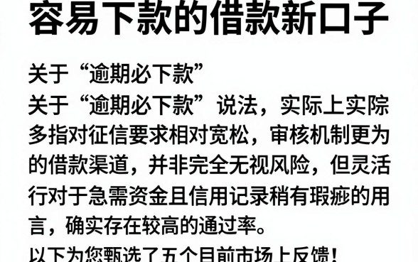 容易下款的借款新口子,枚举五个逾期必下款的app