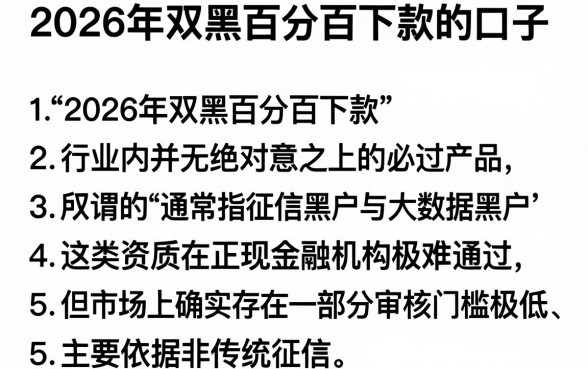 2026年双黑百分百下款的口子，胪列五个黑户可以下的贷款软件