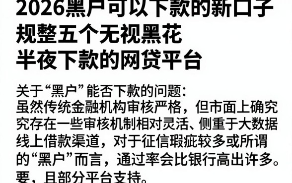 2026黑户可以下款的新口子,规整五个无视黑花半夜下款的网贷平台