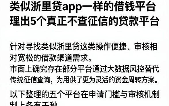 类似浙里贷app一样的借钱平台,理出5个真正不查征信的贷款平台