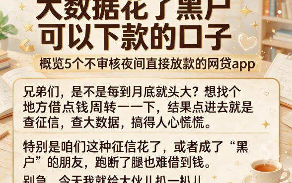 大数据花了黑户可以下款的口子,概览5个不审核夜间直接放款的网贷app