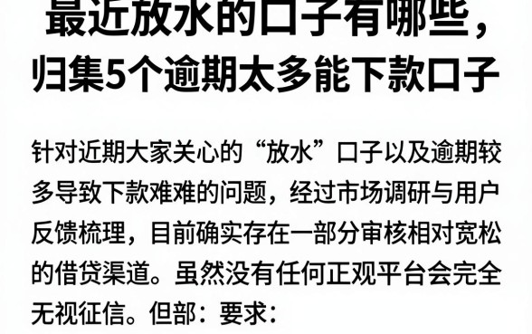最近放水的口子有哪些,归集5个逾期太多能下款口子