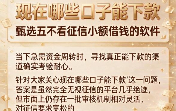 现在哪些口子能下款,甄选五个不看征信小额借钱的软件
