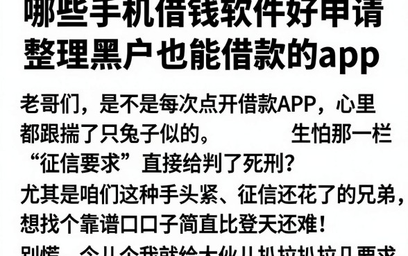 哪些手机借钱软件好申请,整理五个黑户也能借款的app