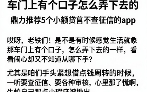 车门上有个口子怎么弄下去的，鼎力推荐5个小额贷款不查征信的app