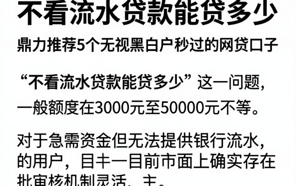 不看流水贷款能贷多少，鼎力推荐5个无视黑白户秒过的网贷口子