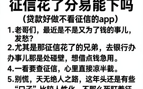 征信花了分易能下吗,详细阐述5个贷款好做不看征信的app