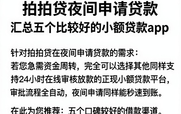 拍拍贷夜间申请贷款,汇总五个比较好的小额贷款app