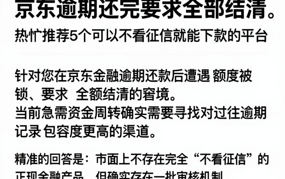 京东逾期还完要求全部结清,热忱推荐5个可以不看征信就能下款的平台