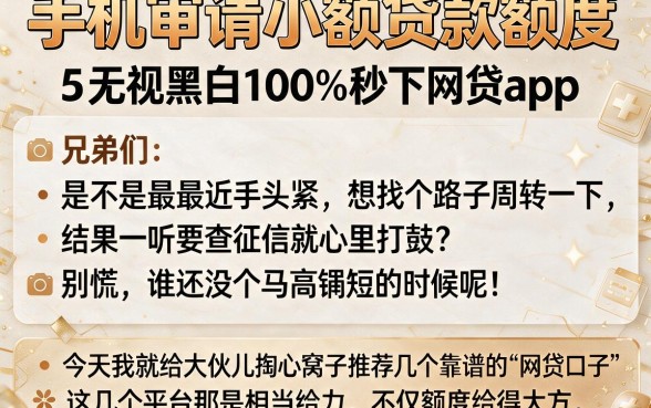 手机审请小额贷款额度,详尽说明5个无视黑白100%秒下网贷app
