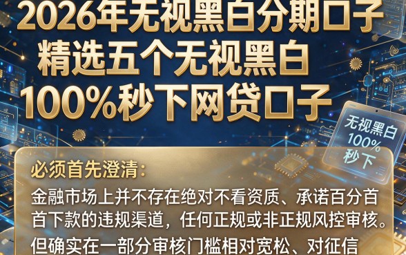 2026年无视黑白分期口子，精选五个无视黑白100%秒下网贷口子