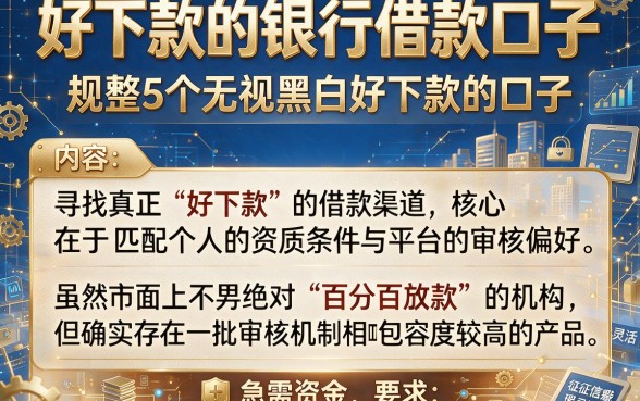 好下款的银行借款口子,规整5个无视黑白好下款的口子