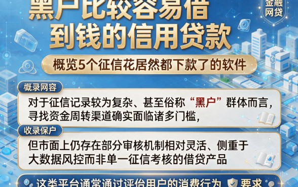 黑户比较容易借到钱的信用贷款，概览5个征信花居然都下款了的软件