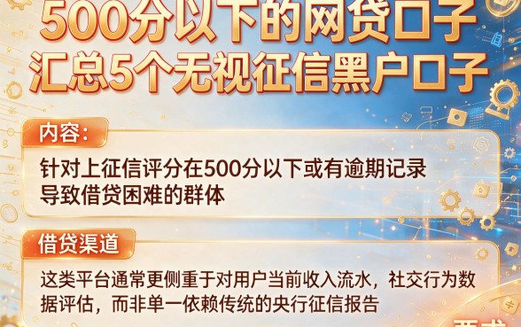 500分以下的网贷口子,汇总5个无视征信黑户口子