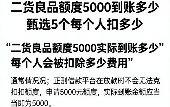 二货良品额度5000到账多少，甄选5个每个人扣多少？