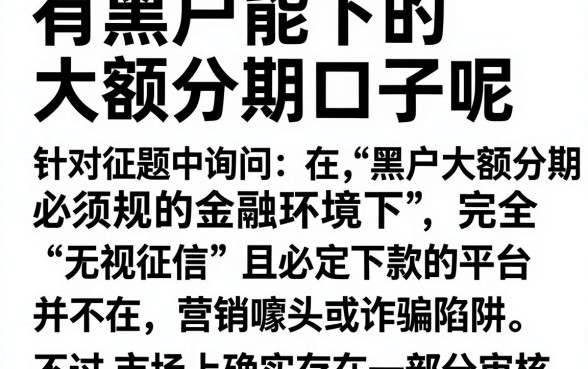 有黑户能下的大额分期口子呢,枚举五个无视征信黑白户秒下款的贷款