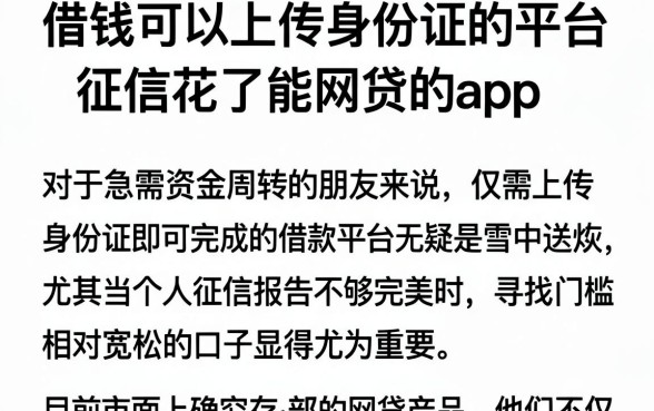 借钱可以上传身份证的平台，理出五个征信花了能网贷的app