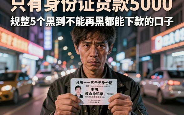 只有身份证贷款5000，规整5个黑到不能再黑都能下款的口子