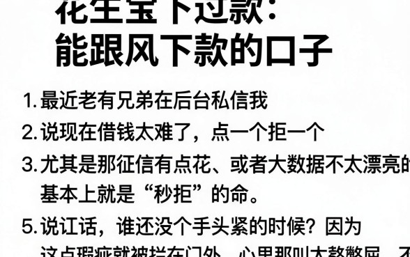 花生宝下过款能跟风下款的口子,条列5个真正无视逾期大数据的网贷平台