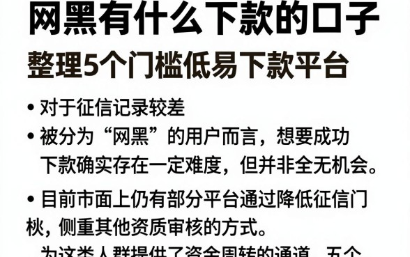 网黑有什么下款的口子，整理5个门槛低易下款平台