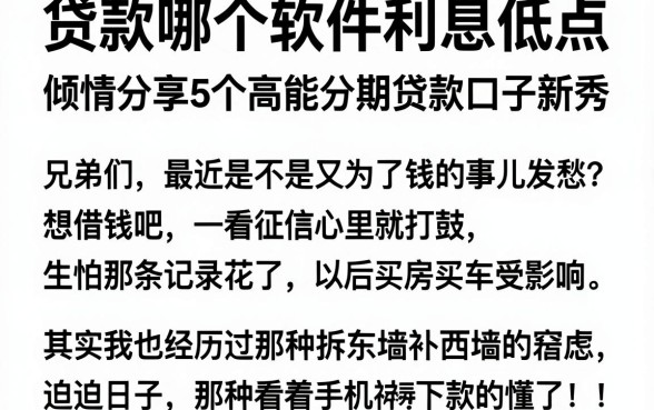 贷款哪个软件利息低点,倾情分享5个高能分期贷款口子新秀