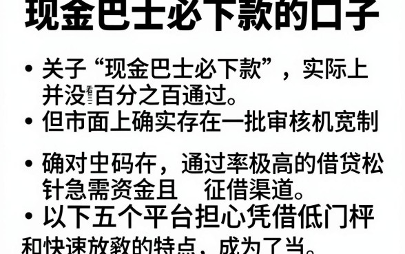 现金巴士必下款的口子，详细阐述五个低门槛不查征信的口子