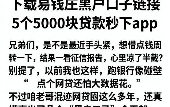 下载易钱庄黑户口子链接，详尽说明5个5000块贷款秒下app