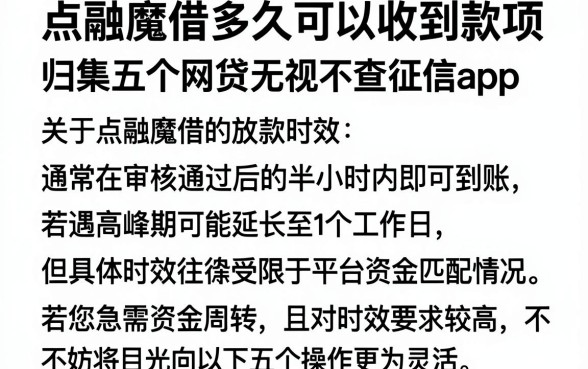 点融魔借多久可以收到款项,归集五个网贷无视不查征信app