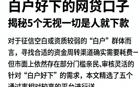 白户好下的网贷口子，揭秘5个无视一切是人就下款
