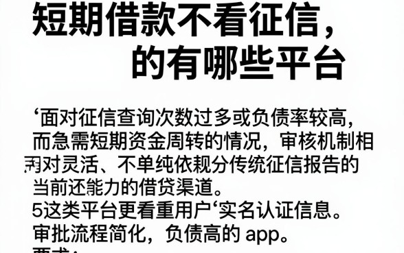 短期借款不看征信的有哪些平台，汇总5个征信不好负债高的app