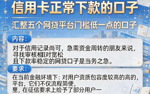 信用卡正常下款的口子,汇整五个网贷平台门槛低一点的口子