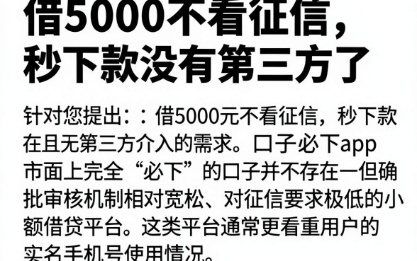 借5000不看征信秒下款没有第三方了,陈列5个黑户贷款的口子必下app