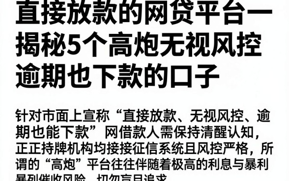 直接放款的网贷平台一,揭秘5个高炮无视风控逾期也下款的口子