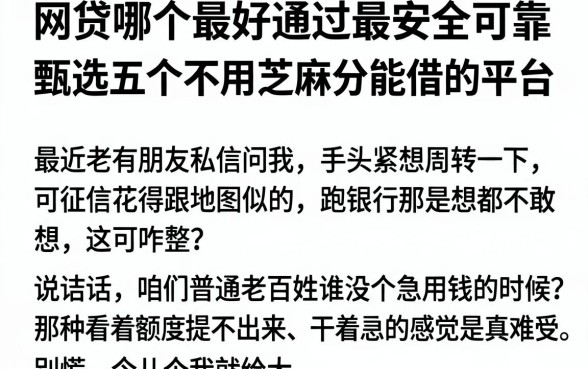 网贷哪个最好通过最安全可靠,甄选五个不用芝麻分能借的平台