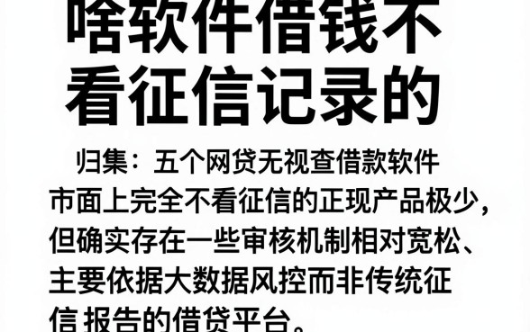 啥软件借钱不看征信记录的，归集五个网贷无视不查征信软件