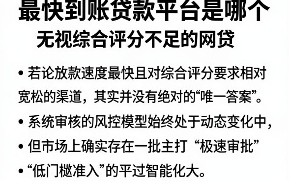 最快到账贷款平台是哪个，枚举五个无视综合评分不足的网贷