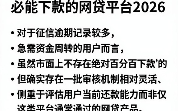 必能下款的网贷平台2026,条列五个逾期太多能下款软件