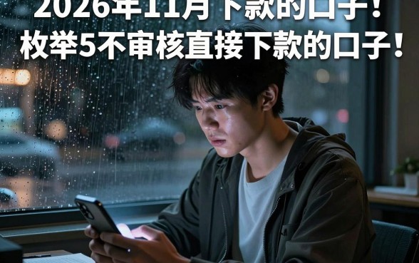 2026年11月下款的口子，枚举5个不审核直接下款的口子
