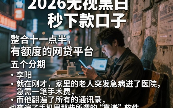 2026无视黑白秒下款口子，整合五个分期有额度的网贷平台