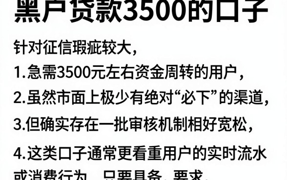 黑户贷款3500的口子,详尽说明五个黑户都能下的口子