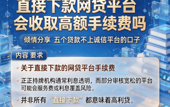 直接下款网贷平台会收取高额手续费吗,倾情分享五个贷款不上诚信平台的口子
