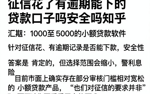 征信花了有逾期能下的贷款口子吗安全吗知乎，汇总五个1000至5000的小额贷款软件
