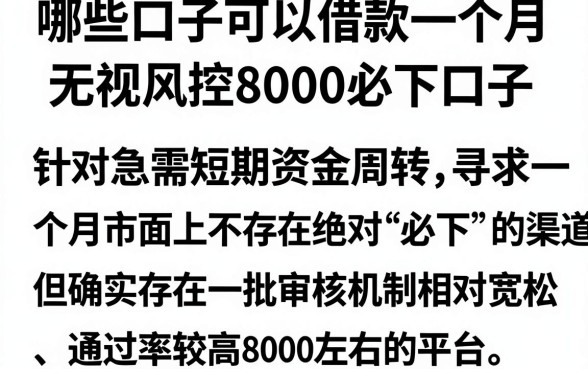 哪些口子可以借款一个月,概括五个无视风控8000必下口子