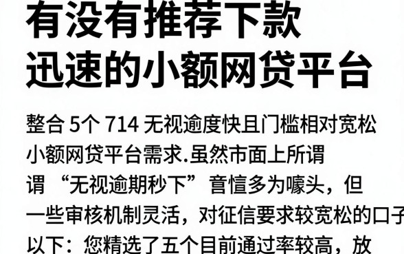 有没有推荐下款迅速的小额网贷平台，整合5个714无视逾期秒下的软件