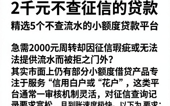 2千元不查征信的贷款,精选5个不查流水的小额度贷款平台