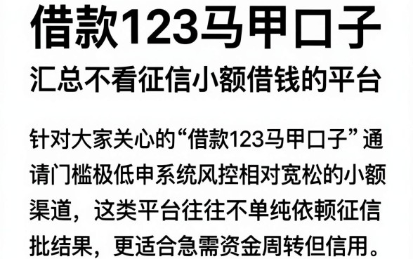 借款123马甲口子,汇总五个不看征信小额借钱的平台